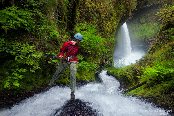 Rappelling in Eagle Creek along the Columbia Gorge