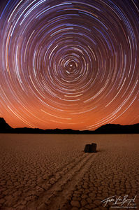 Star Trails over the Racetrack, Death Valley National Park, California, rocks racing stars, north star, playa, moving ro