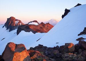 Mount Adams from the Goat Rocks Wilderness, Washington, Ives Peak and Old Snowy Mountain