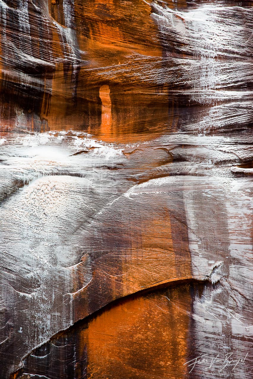 Sandstone Abstract and Snow, Zion National Park, Utah, , photo