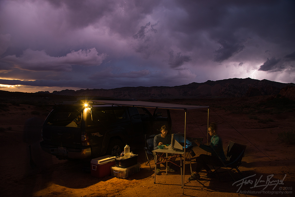 Lightning and thunder surrounded us as we cooked dinner at a safe distance.