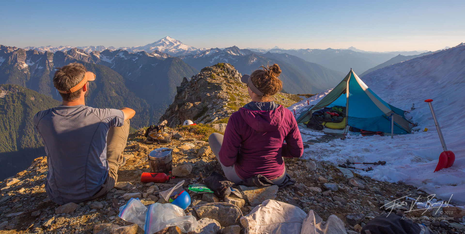 Dinner time on Itswoot Ridge, with a view of Glacier Peak.