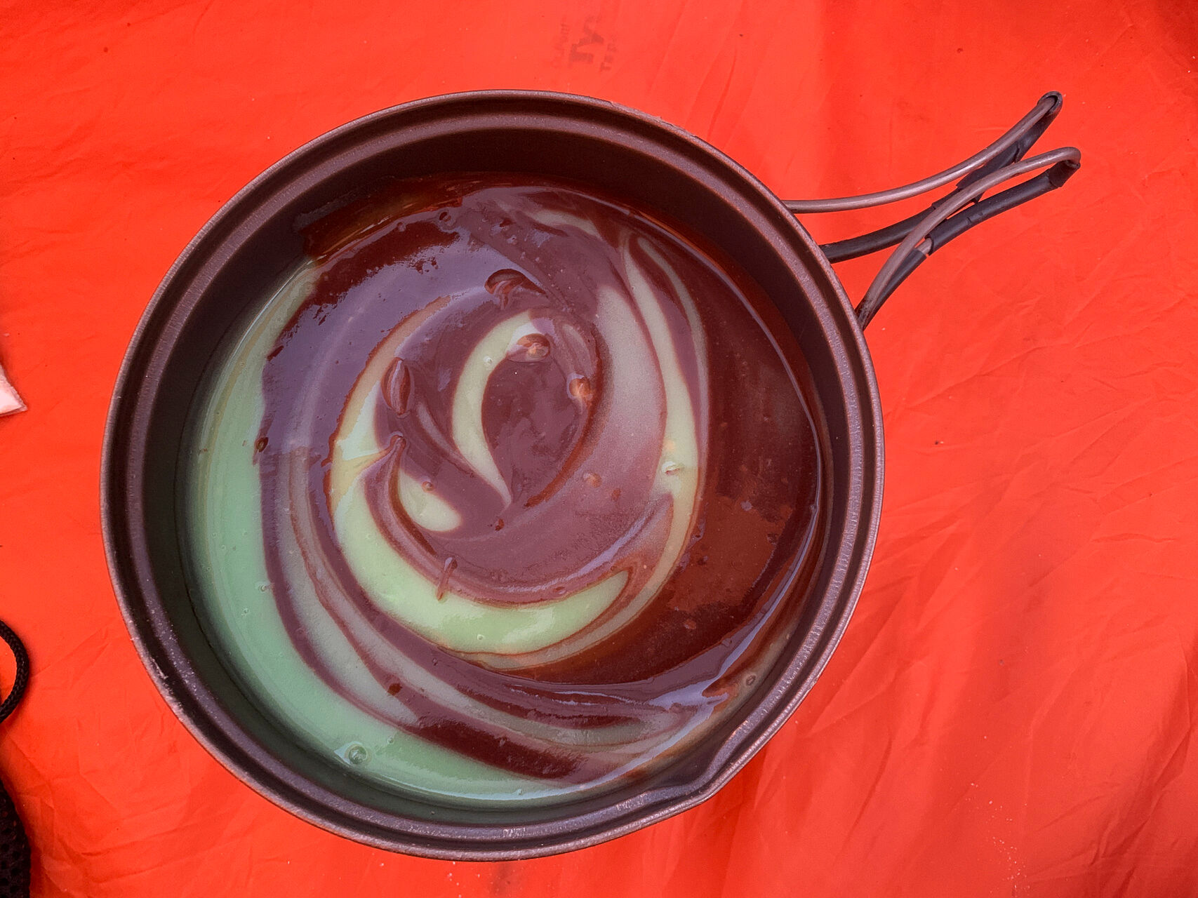 Birthday pudding: pistachio / chocolate swirl!