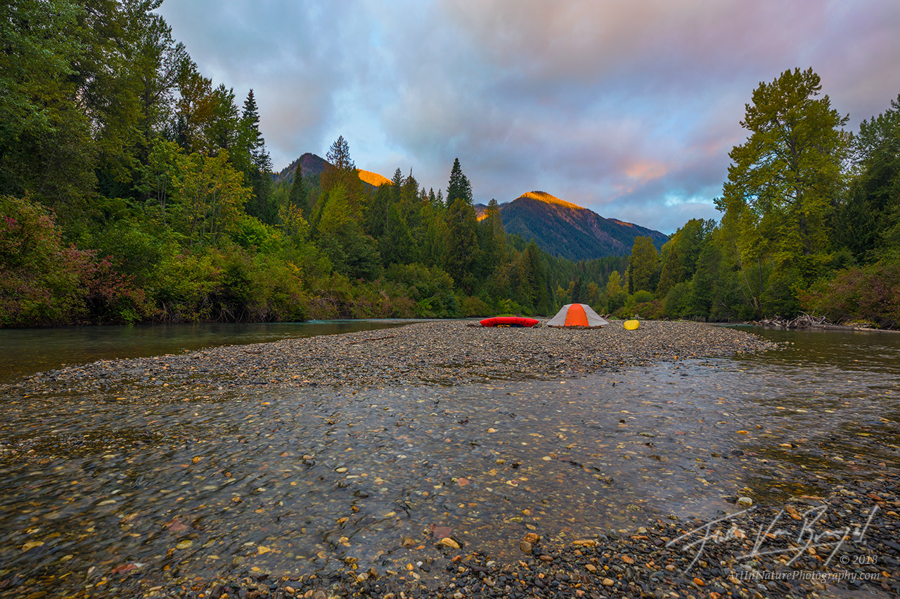 Our camp, on a gravel bar in the middle of the river.